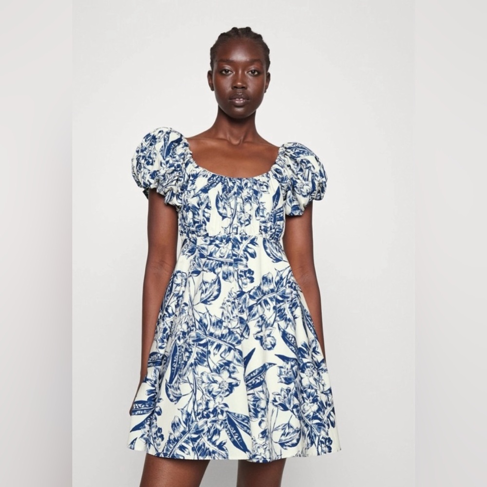 Abercrombie Ruched Puff Sleeve Mini Dress